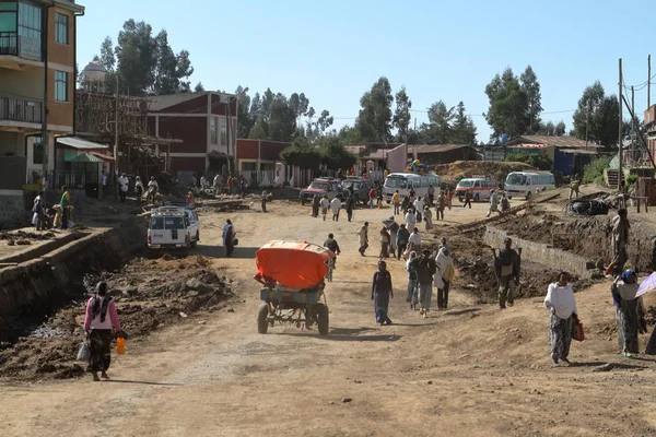 The traffic in the streets of Debark in Ethiopia — Stock Photo, Image