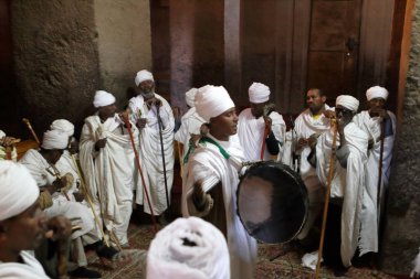 Christian Ortodoks töreni Lalibela kiliseleri oyma kaya