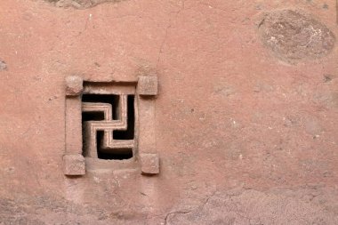 Lalibela Kaya kiliseleri penceresinde