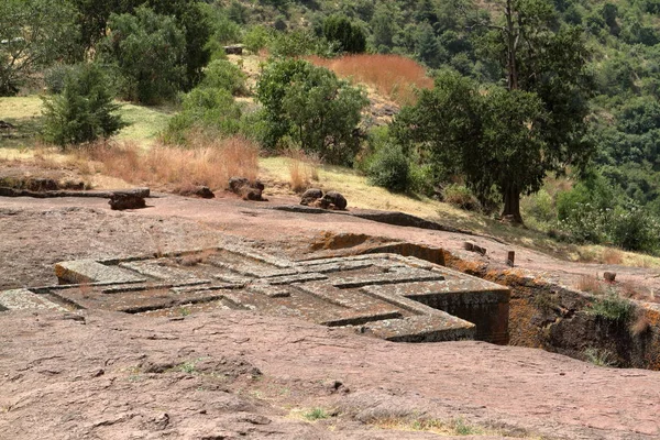 Τα πετρογλυφικα εκκλησίες της Λαλιμπέλα στην Αιθιοπία — Φωτογραφία Αρχείου