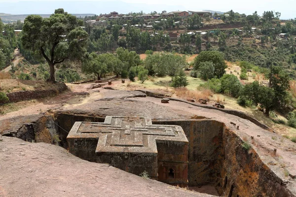 Τα πετρογλυφικα εκκλησίες της Λαλιμπέλα στην Αιθιοπία — Φωτογραφία Αρχείου