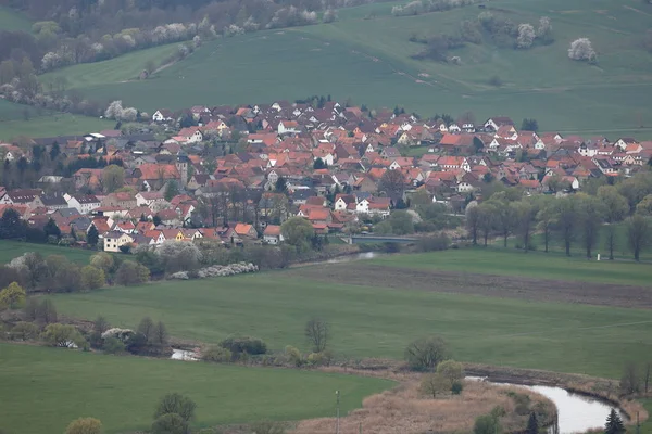 Wieś Lauchroeden w dolinie Werra — Zdjęcie stockowe