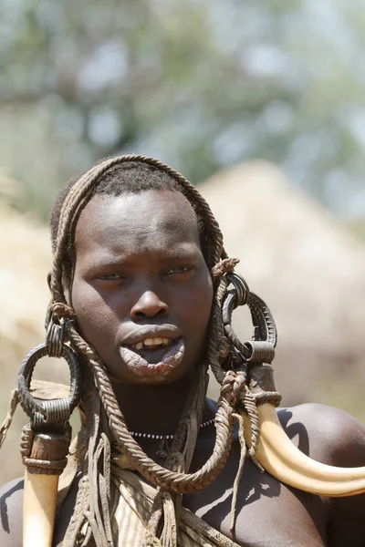 Mursi women in the Omo Valley of Ethiopia — Stock Photo, Image