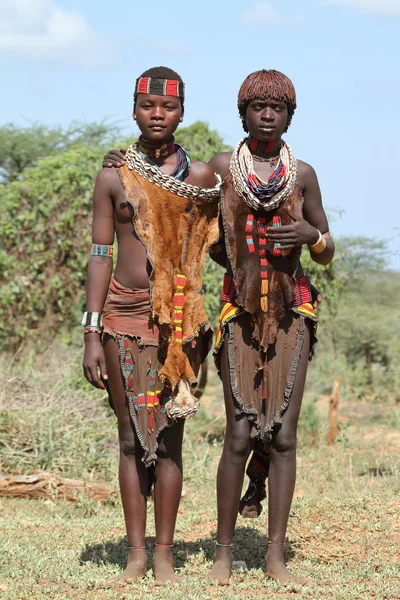 Hamar vrouwen uit de vallei van de Omo in Ethiopië — Stockfoto