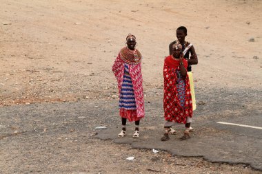 Kenya 'daki geleneksel Samburu Frauen 
