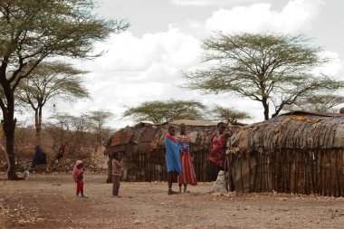 Yoksulluk ve kulübe Samburu, Kenya, 12. Ekim 2012