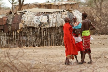 Men from the tribe of Samburu in Kenya clipart