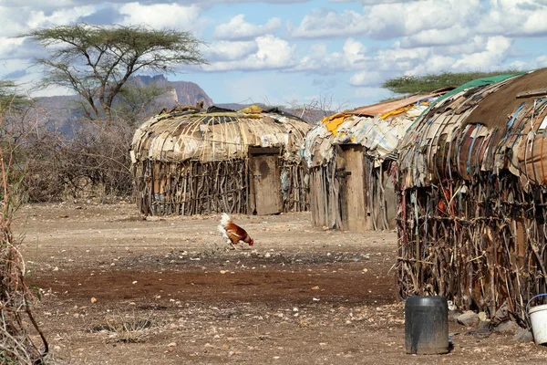 村やケニアで f サンブル族の家 — ストック写真