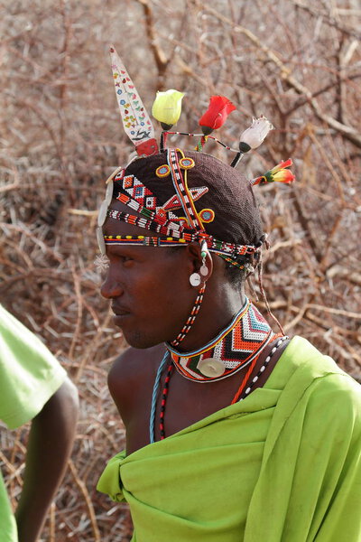 Headdress of a Samburu warrior in Kenya