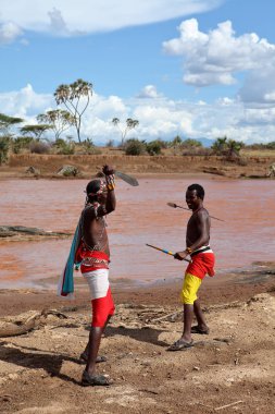 Kenya Samburu kabilesi erkeklerden