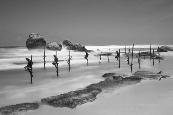 Pescadores Palafitas Sri Lanka Praia Koggala — Fotografia de Stock