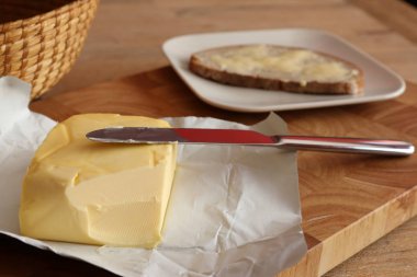 Kahvaltıda ekmek tereyağı