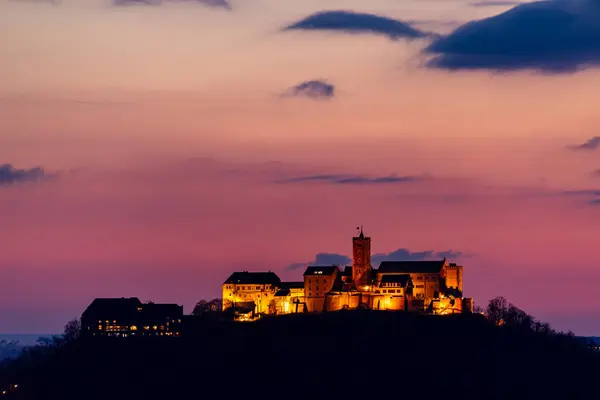 Castillo Wartburg Amanecer Turingia Alemania — Foto de Stock