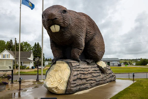 Une Statue Castor Long Alaska Highway — Photo