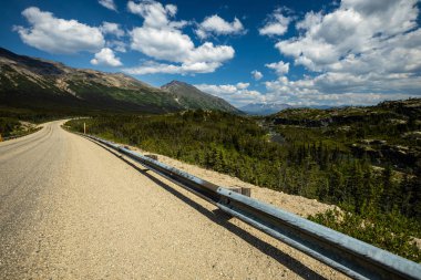 Alaska ve Kanada 'daki Carcross ve Skagway arasındaki manzara