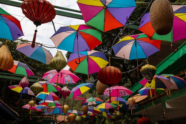 Colorful Umbrellas Lantern Decoration — Stock Photo, Image