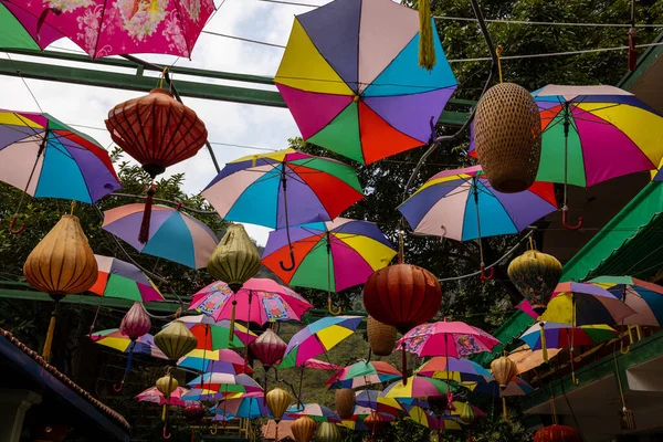 Colorful Umbrellas Lantern Decoration — Stock Photo, Image