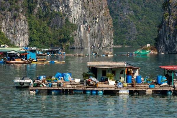 Flytande Village Och Fisher Halong Bay Vietnam — Stockfoto