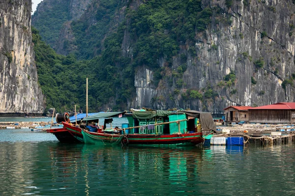 Flytande Village Och Fisher Halong Bay Vietnam — Stockfoto