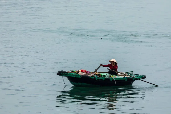 Obchody Veslici Halong Bay Vietnam Listopad 2019 — Stock fotografie