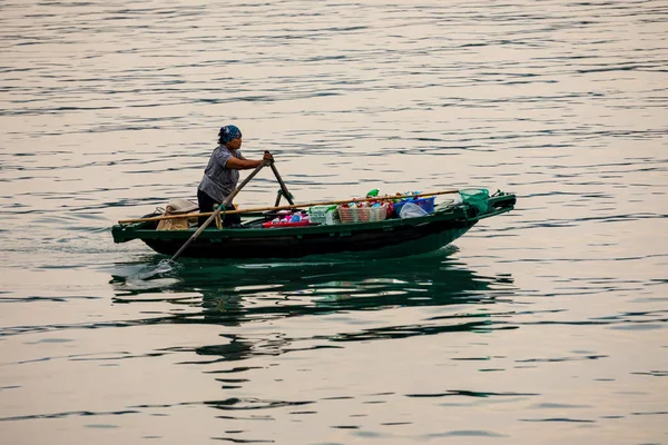 Das Geschäft Mit Dem Ruderboot Der Halong Bucht Vietnam November — Stockfoto
