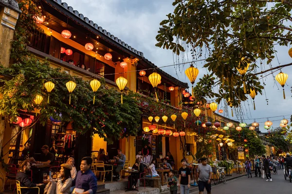 Освещённые Улицы Фонарем Хой Аня Вьетнаме Декабрь 2019 — стоковое фото