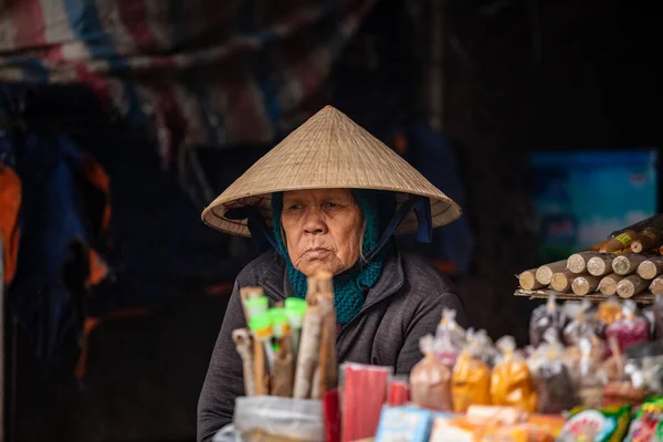 Vietnam Dan Pazardaki Yaşlı Kadın — Stok fotoğraf