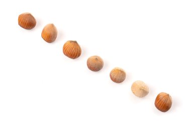 Beyaz izole arkaplandaki fındıklardan bileşim