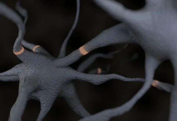 Dwa neurony z impulsów 3d ilustracja — Zdjęcie stockowe