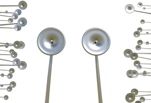 Stetoscopio orecchio in metallo ascoltare isolato onw hite 3d illustrazione — Foto Stock