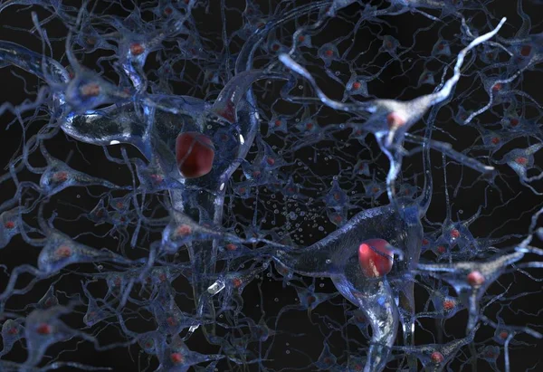 Sinir hücrelerinin net 3d çizim — Stok fotoğraf