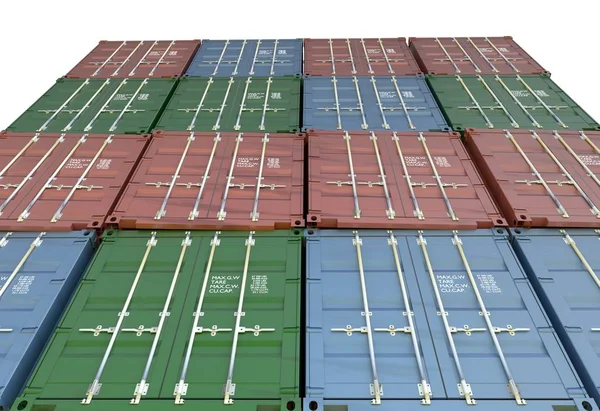 Вантажні контейнери перспектива 3d ілюстрація — стокове фото