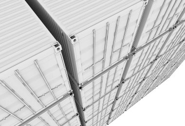 Nakliye deniz konteyner 20 feet kroki anahat perspektif 3d çizim