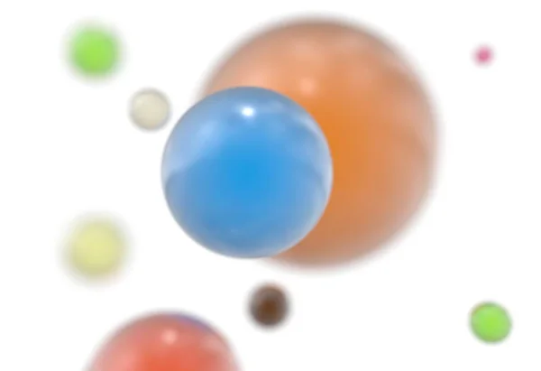 Repülő tükröző színes labdák elszigetelt fehér 3D-s illusztráció — Stock Fotó