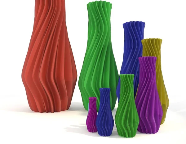 Ensemble de vases d'objets imprimés Illustration 3D isolée — Photo
