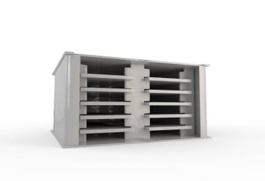 Beyaz kutu ayırıcılar ile. 3D çizim