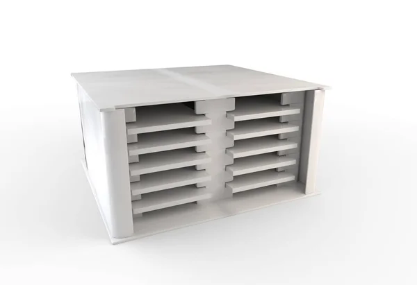 Weiße Schachtel mit Trennwänden. 3D-Illustration — Stockfoto