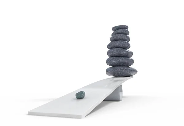 Conjunto de piedras de equilibrio incorrecto y pequeña ilustración pesada 3d — Foto de Stock