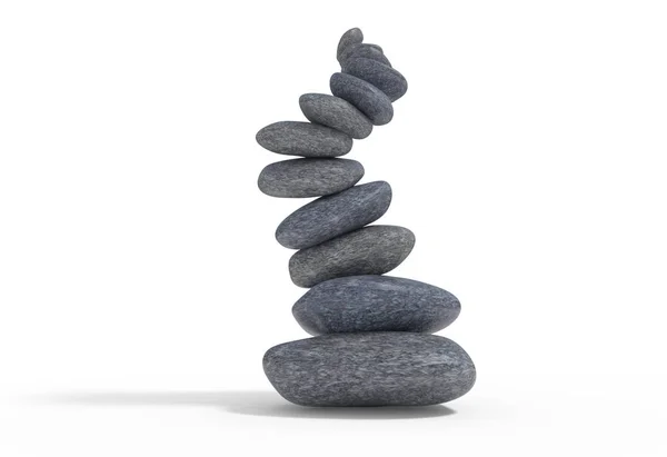 Broken balancie falling stones set 3d illustration — Stock Photo, Image