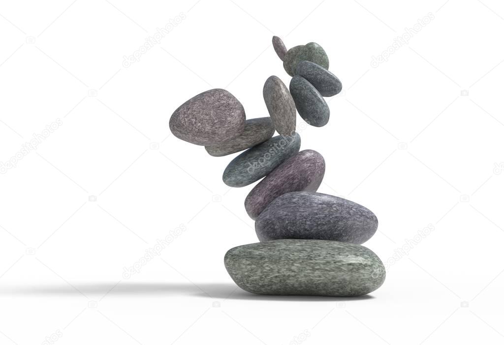 broken balancie falling stones set 3d illustration