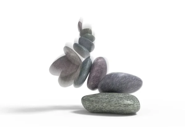 Caída de piedras balanceadas conjunto 3d ilustración — Foto de Stock