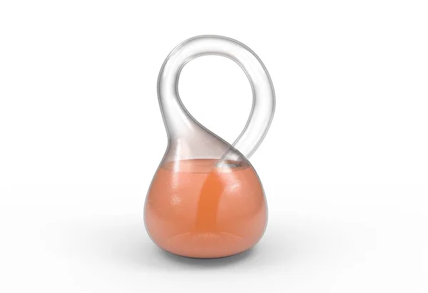 Jedna strana pletivo Kleinova láhev izolované na bílém oranžové vodou uvnitř 3d obrázek — Stock fotografie