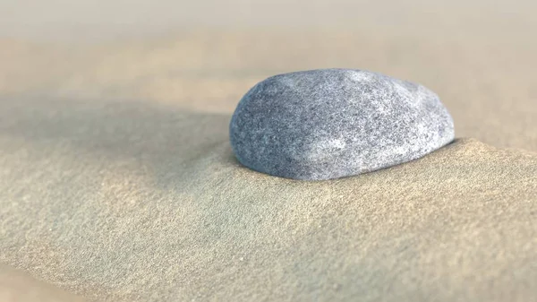 Piedra en la arena. ilustración 3d — Foto de Stock