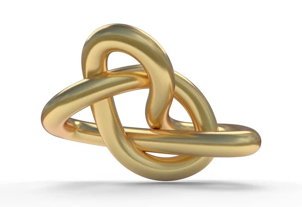 Altın düğüm, 3d illüstrasyon izole beyaz — Stok fotoğraf