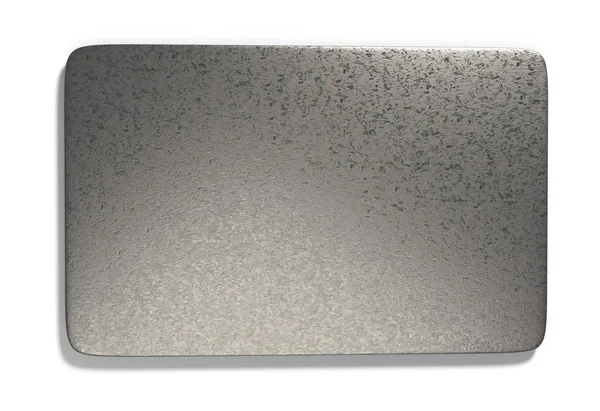 Leere Metallschild-Platte isoliert auf weiß, 3D-Abbildung — Stockfoto