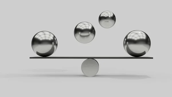 Ilustração 3d de esferas de cromo de metal equilibrado . — Fotografia de Stock