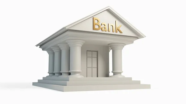 Antik beyaz banka kavramı ile izole sütun oluşturma. 3D çizim