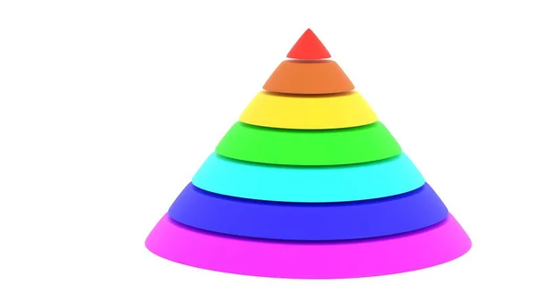 Pyramid cylyndric chart rainbow color 3d illustration — Stock Photo, Image