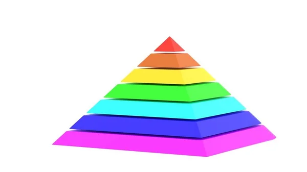 Pyramid square chart rainbow color 3d illustration — Stock Photo, Image