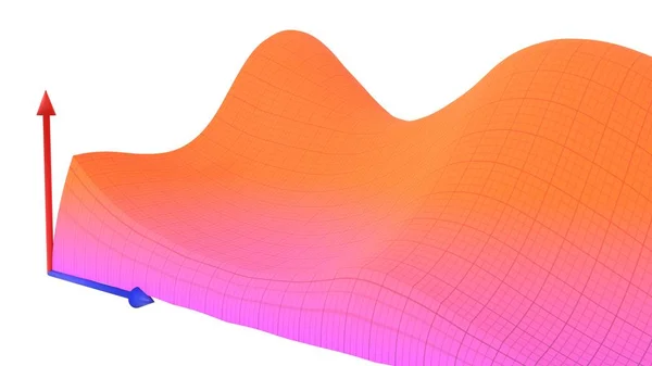 彩色曲面立体网格的数学函数图3d 插图 — 图库照片